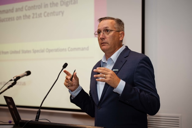 Retd Colonel Joseph Pishock at MilCIS 2023, Canberra.
Credit: Defence