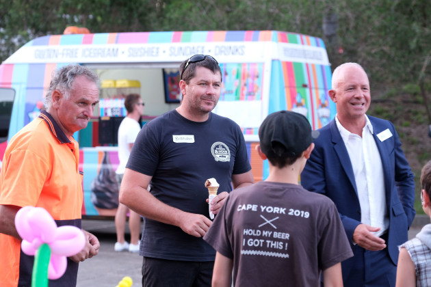Committed to regional manufacturing: CEO Alex Commins (right) enjoys some downtime with the Jamestrong Taree community to celebrate the plant's 30 year-anniversary.