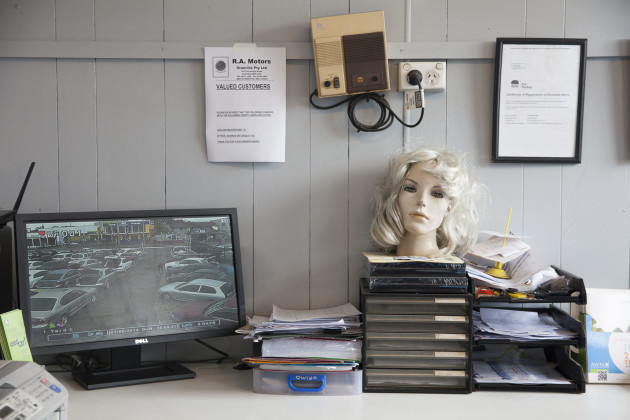 Head of a former, or upcoming &ldquo;Fiona&rdquo; - the famous mannequin who advertises RA Motors on Parramatta Road, Granville.  &copy; Lyndal Irons.