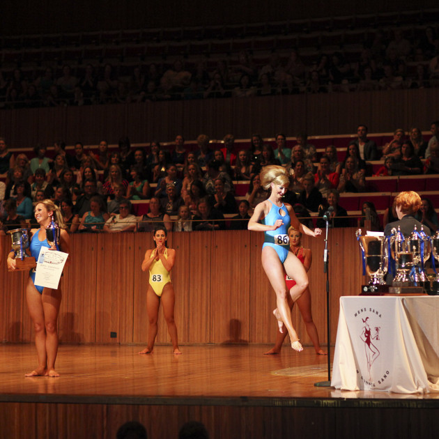 &copy; Lyndal Irons. Elite Ladies section at the Opera House National Finals. An overjoyed Jenny leaps towards the prize table to receive her prize.