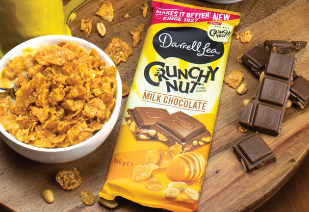 Darrell Lea and beloved breakfast cereal and snack brand, Kellogg&rsquo;s have created the new Darrell Lea Crunchy Nut Corn Flakes Chocolate Block.