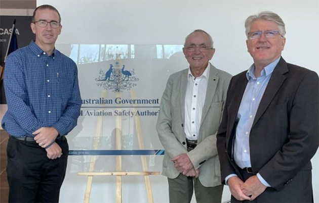 CVDPA members on a visit to CASA: L-R John O'Brien, Arthur Pape  and Clinton McKenzie. (CVDPA)
