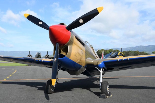 Kittyhawk CV-V painted in the 3 SQN RAAF colours of Bobby Gibbes flew in the Sunday balbo. (Steve Hitchen)