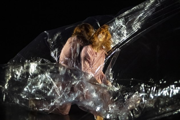 Georgia Rudd and James O'Hara perform in Dancenorth's 'Red'. Photo by Gregory Lorenzutti.