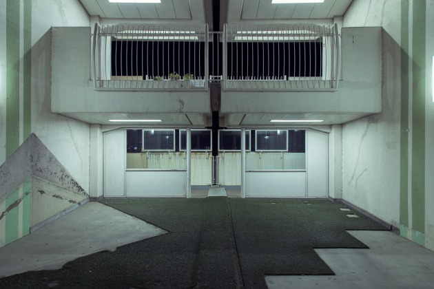 Shibazono Danchi. This photograph was taken on the 12th floor of Shibazono Danchi in Kawaguchi. The marks on the ground are where a playground used to be; now long gone. &copy; Cody Ellingham.