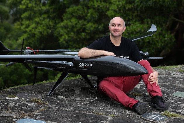 Founded by former America's Cup engineer Dario Valenza, Carbonix designs and manufactures long-range carbon-fibre drones in Sydney. (Carbonix)