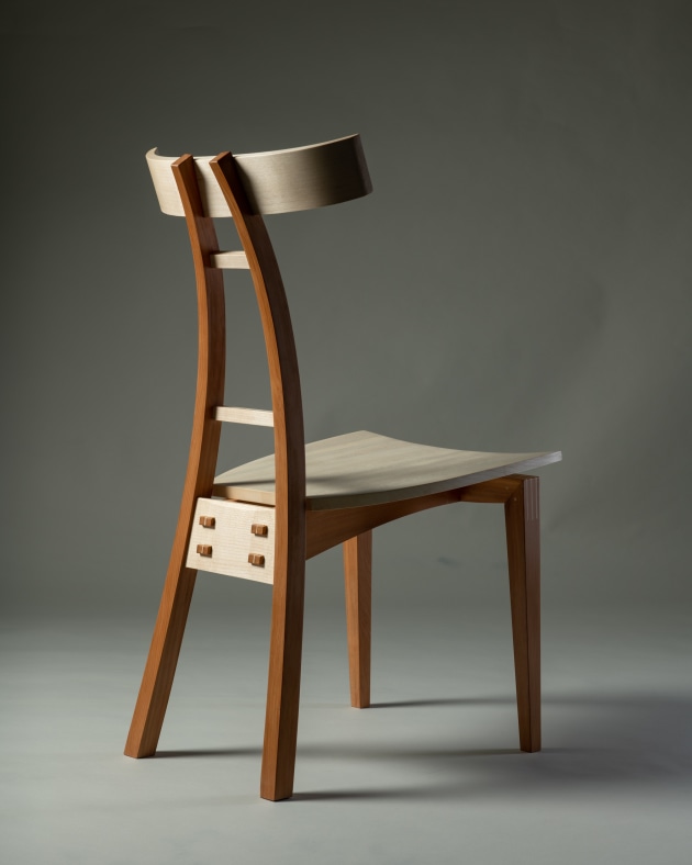 Dave McFall, Manu Tukutuku chair, sycamore, matai