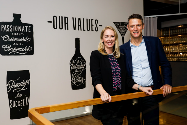 WGEA director Libby Lyons with Diageo Australia MD David Smith at its paid parental leave announcement in May