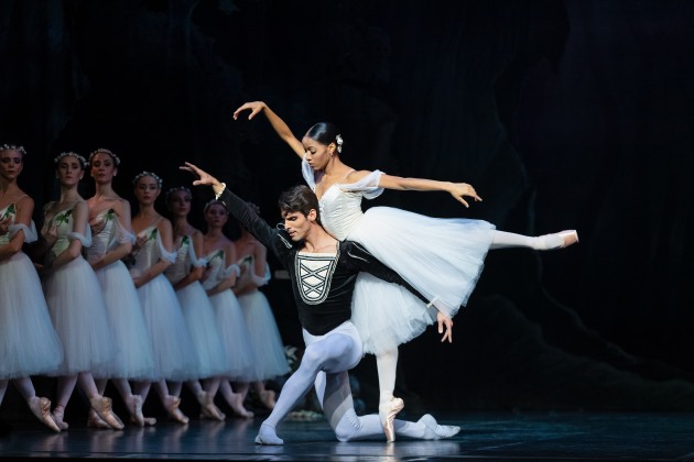 Dayana Hardy Acuna as Giselle and Oscar Valdes as Albrecht with dancers of the WA Ballet. Photo: Bradbury Photography.