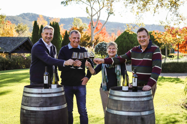 De Bortoli directors (l-r): Executive Director for International Markets Victor De Bortoli, Company Viticulturist Kevin De Bortoli, Yarra Valley Estate Manager Leanne De Bortoli and the De Bortoli Wines CEO Darren De Bortoli. They are the third generation of the De Bortoli family and are the custodians of the company today.
