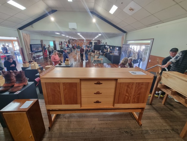 Derek Calderwood&rsquo;s Lautissimum sideboard in situ at the 2023 Wootha Prize exhibition. Judged overall Sunshine Coast Wootha Prize winner