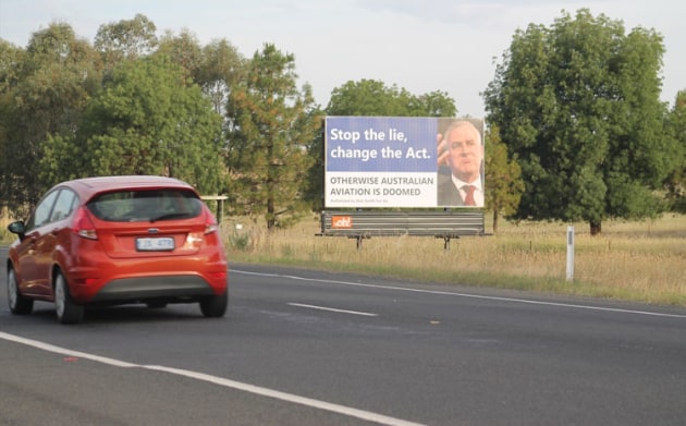 Dick Smith is using billboards aimed at the Deputy Prime Minister. (Dick Smith)