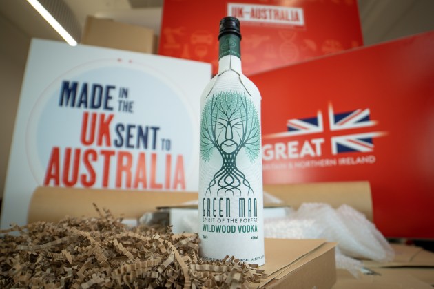 Green Man Wildwood Vodka, packaged in the Frugal Bottle, currently on sale in Australian Duty Free.