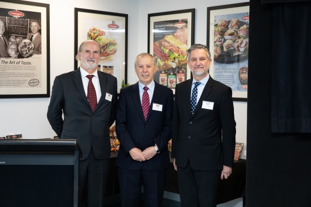 D'Orsogna Board Members Massimo Valentini, Tony Iannello (Chair) and Marco D'Orsogna at D&rsquo;Orsogna&rsquo;s $66 million food manufacturing facility at Merrifield Business Park, Melbourne.