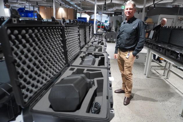 DroneShield&rsquo;s Terry Van Haren with DroneGuns ready for despatch . 

Credit: DroneShield