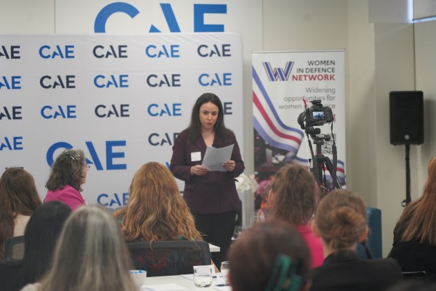 Marketing and Communications Manager &ndash; Indo-Pacific, CAE Defence & Security, Anna Moran addressing participants at the ADM Women in Defence and National Security Breakfast, hosted by CAE.

Credit: Kirra Davey