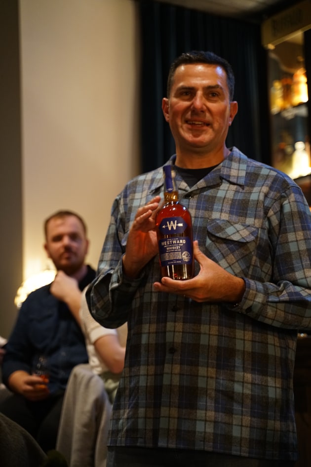 Thomas Mooney, Founder & CEO, Westward Whiskey in Sydney to launch its limited edition Westward Oregon Pinot Noir Cask Finish.