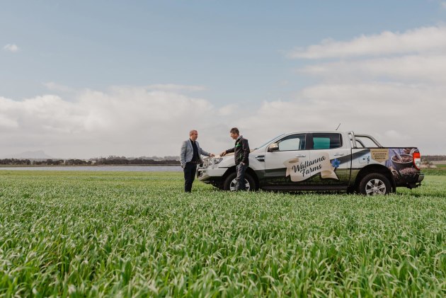 TUI Foods directors Mike Nagorcka and Tony Cartwright at Waltanna Farms &ndash; Waltanna Farms is the centre of the TUI Foods origin story.