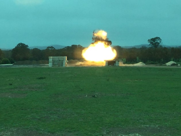 The test specimen was repeatedly blown up until the &ldquo;bulge&rdquo; in the steel produced a thinning of the hull.
ASC
