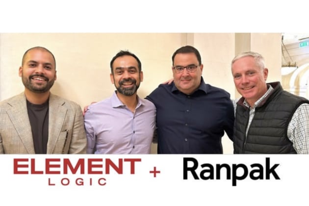 (L-R) Om Shankar, COO, Element Logic; Ankush Malhotra, CEO, Element Logic; Omar Asali, CEO Ranpak, and Torben Schultze, sales director, Ranpak.