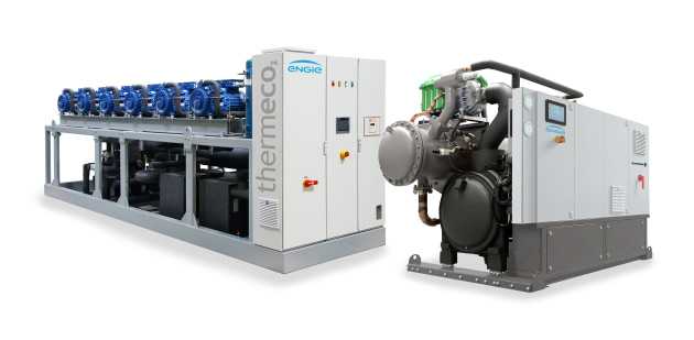 The Engie Quantum water chiller plus Thermeco CO2 heat pump.
Image courtesy Engie Refrigeration GmbH.