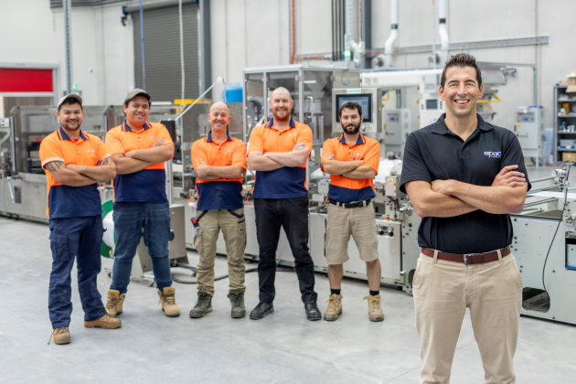 ePac managing director Jason Brown (right) with the team