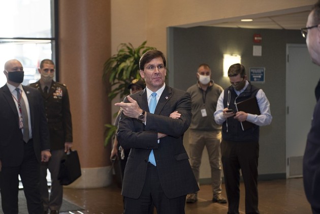 US Secretary of Defense Mark Esper is greeted by staff members of the Federal Emergency Management Agency.
Wikimedia Commons