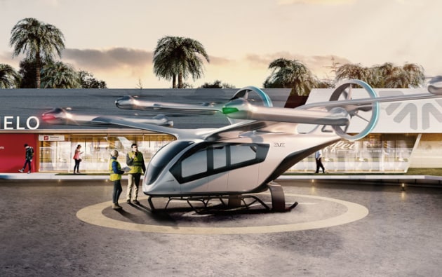 Embraer subsidiary Eve's impression of what a vertiport might look like. (Eve)