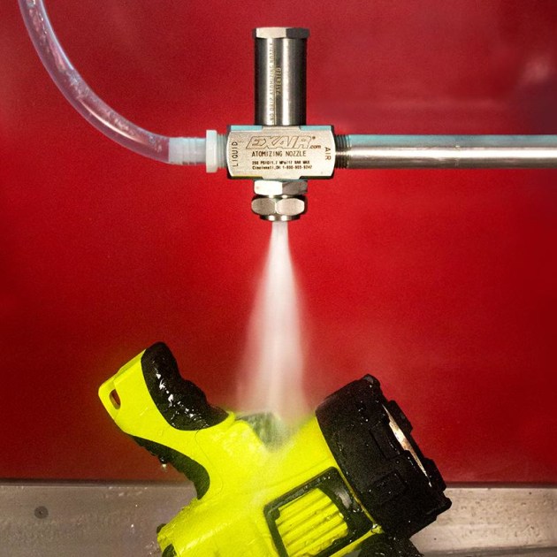 In situations where a heavy amount of liquid needs to be applied but there is no liquid pressure, Exair&rsquo;s 1/2&rdquo; Siphon Fed air atomising spray nozzle can be the solution.