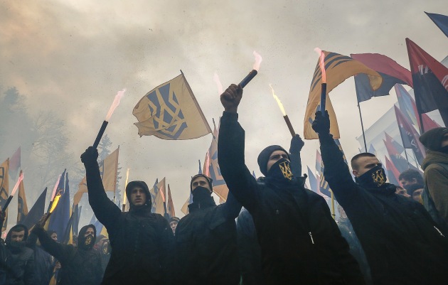 &copy; epa european pressphoto agency/Sergei Dolzhenko. Nationalist parties attend the March of National Pride in Kiev 2017, from Untitled series 2019, pigment inkjet print, 67.3 x 104 cm.