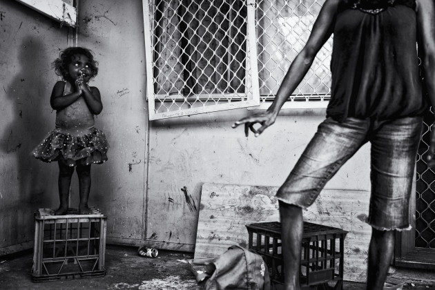 "I did not have any support from Goverment Services after I lost my niece in Mowanjum. 1.5 year later, still waiting for assistance of Services or Organisations to talk about a lot of things that's happening in our Community- naa- nothing still happening! Are they too selfish, too ignorant and too proud in the head to deal with the issues, and not the people?" Sharon Wiggan (R) and her little niece, Antoinnette. Broome, Western Australia.  &copy; Ingetje Tadros.
