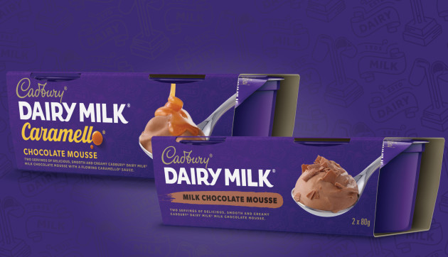 Cadbury has partnered with dessert manufacturer Exquisine to release two ready-to-eat chocolate mousse twin packs. Image: Mondelēz