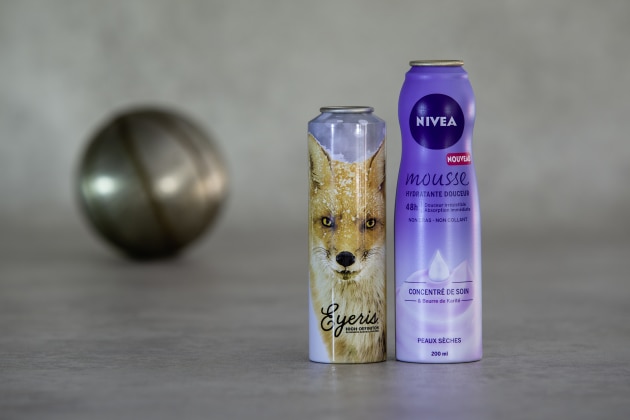 Ball UK and Nivea's winning cans in the AEROBAL World Aluminium Aerosol Can Awards.