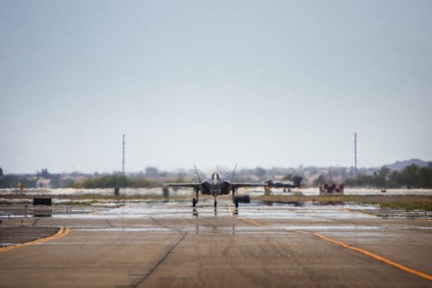 An Australian F-35A taxiing to the runway prior to a training mission at Luke Air Force Base, Arizona, USA. Defence