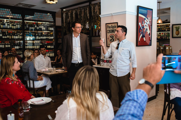 Fable Food Co co-founders Michael Fox (left) and Chris McLoghlin talking mushrooms.