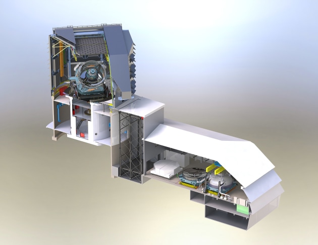 Cut-away render of the telescope model showing the inner workings. Image: LSST Project/J. Andrew
