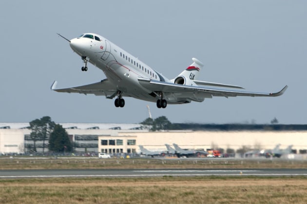 Dassault's Falcon 6X on its maiden flight. (Dassault Aviation / V. Almansa)