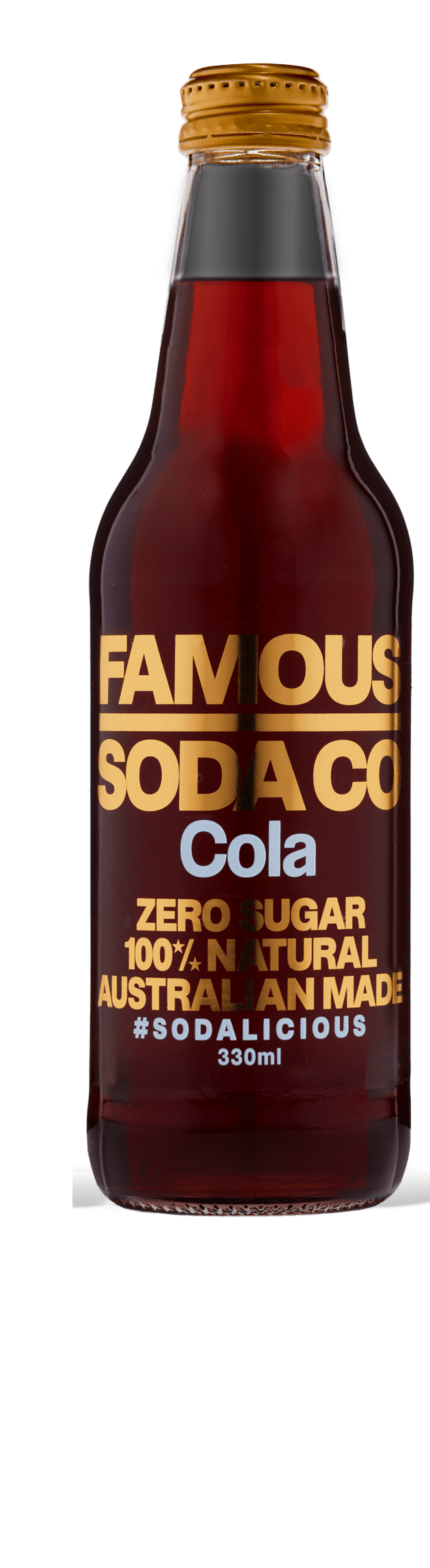 The Famous Soda Co range is 100 per cent Australian made and has only 33kj per 330ml