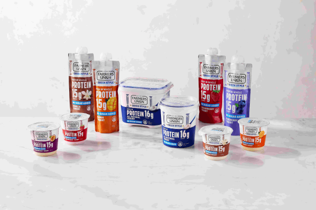 Farmers Union has unveiled its Protein Yogurt range in a range of pouch and tub formats.