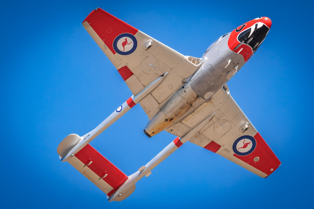 Organisers have released the first wave of the 2026 lineup, headlined by the Barrington Coast debut of the de Havilland Vampire jet VH-T55 (Paul Bennet Airshows)