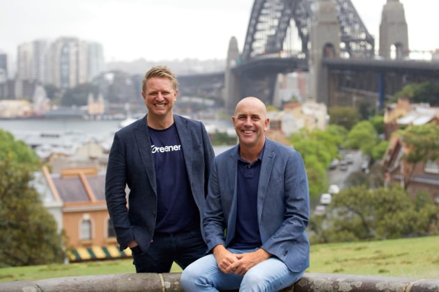 Tom Ferrier, founder of Greener (left) with Origin's SMB retail manager Jonathan Mattock.