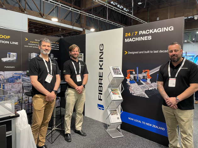 Fibre King at Foodtech Packtech 2023: (l to r) Greg Constantinidis, James Windsor and Lee Evans.