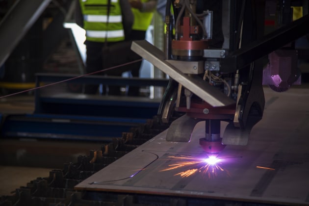 The first piece of steel has been cut in Henderson, WA, for what will be known as HMAS Carpentaria. (Luerrsen)