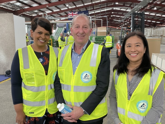 From left: Tetra Pak's Flavia Vaz, head of corporate affairs; Andrew Pooch, MD Oceania; and Jaymie Pagdato, marketing director Oceania.