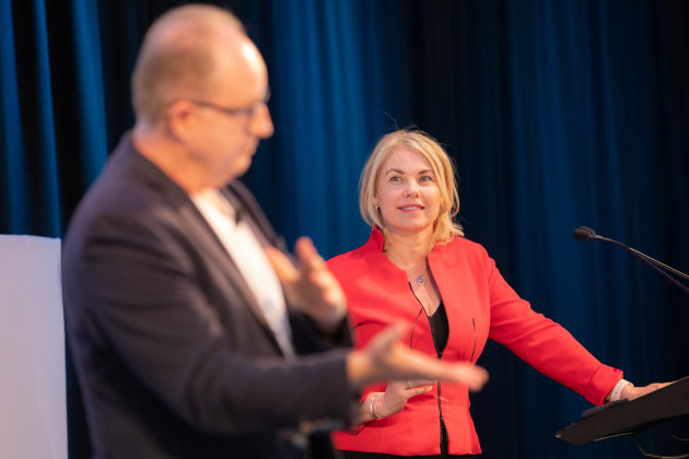 Daylight agency MD Chris Gray answers questions while publisher Lindy Hughson looks on.