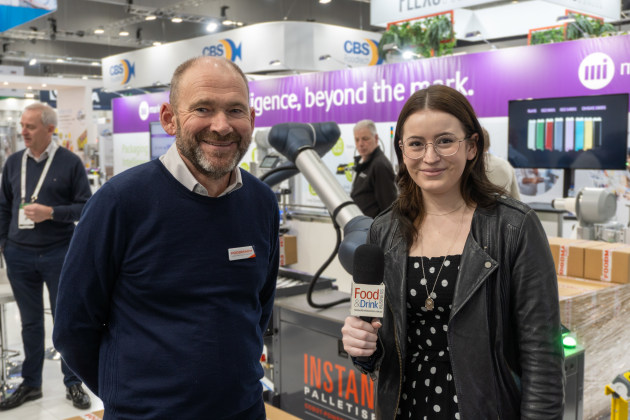 Foodmach board member and Strategy & Sales director, Phil Biggs, with former Food & Drink Business journalist, Pippa Haupt, at APPEX 2024.