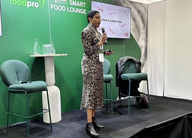 Yume chief commercial officer Katherine Gokari-Whaley speaking at foodpro 2023