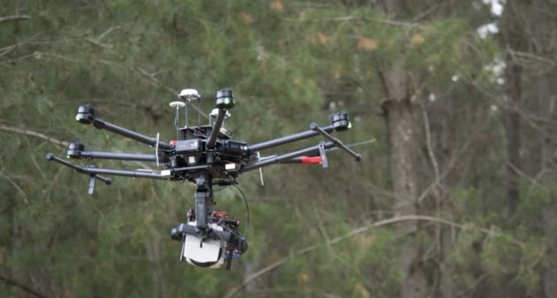 The drones use LIDAR to see through the canopy. 
University of South Australia