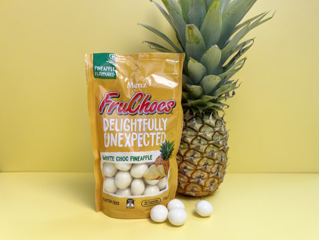 Menz Confectionery has launched a new tropical flavour of one of South Australia&rsquo;s most iconic brands, FruChocs, bringing FruChocs White Choc Pineapple to supermarket shelves.
Source: Menz