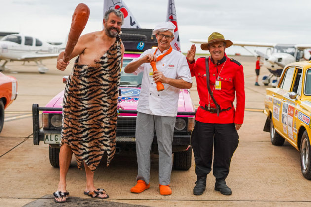 Aeroplanes, cars and characters combined at Essendon on Saturday to launch the Variety FunFlight Safari 2020. (Jack Clemens)